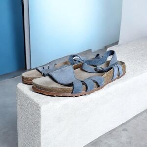 Women's Blue Suede Adjustable Strap Sandals